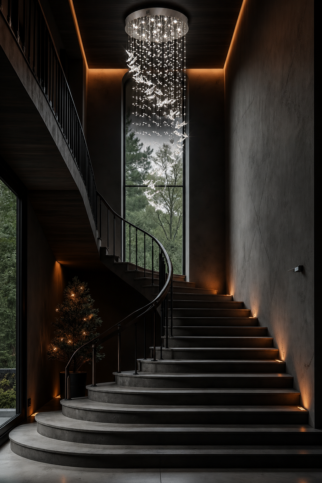 Staircase chandeliers for villas duplex homes and high ceiling spaces