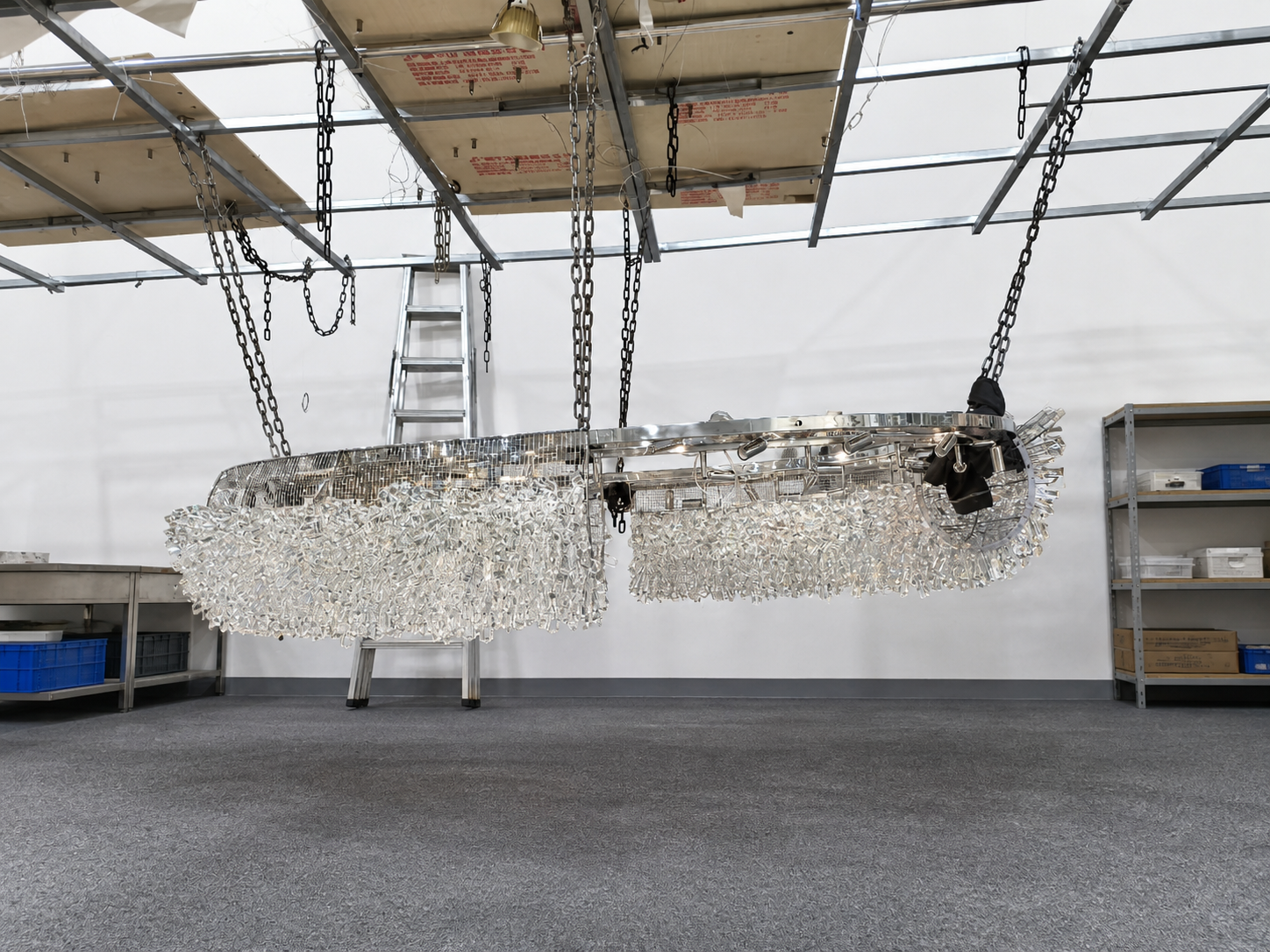 Custom lighting frame and structure production in workshop