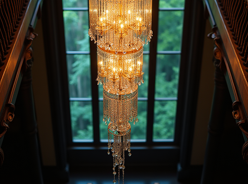 Staircase Chandeliers lighting detail